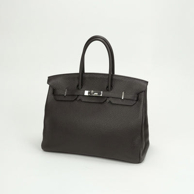 HERMES HERMES Birkin 35 Birkin 35 Bag Tote Bag Ebene Brown Brown Silver Hardware BirkinTote bag Togo