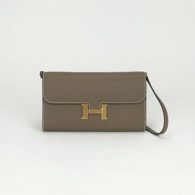 エルメス HERMES コンスタンスロングトゥーゴー コンスタンスロング トゥーゴー 財布 長財布 ロングウォレット エプソン エトゥープ グレー ゴールド金具 ヴォーエプソン