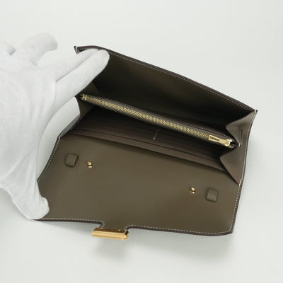 エルメス HERMES コンスタンスロングトゥーゴー コンスタンスロング トゥーゴー 財布 長財布 ロングウォレット エプソン エトゥープ グレー ゴールド金具 ヴォーエプソン