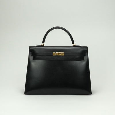 エルメス HERMES ケリー35 ケリー 35 バッグ トートバッグ ショルダーバッグ ボックスカーフ ノワール Noir ブラック Black 黒 ゴールド金具 ハンドバッグ 外縫い V字金具 2WAYバッグ