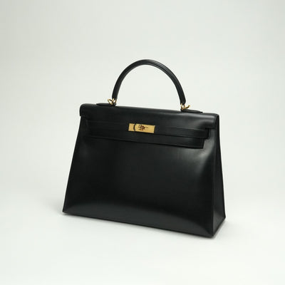 エルメス HERMES ケリー35 ケリー 35 バッグ トートバッグ ショルダーバッグ ボックスカーフ ノワール Noir ブラック Black 黒 ゴールド金具 ハンドバッグ 外縫い V字金具 2WAYバッグ
