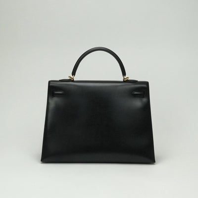 エルメス HERMES ケリー35 ケリー 35 バッグ トートバッグ ショルダーバッグ ボックスカーフ ノワール Noir ブラック Black 黒 ゴールド金具 ハンドバッグ 外縫い V字金具 2WAYバッグ