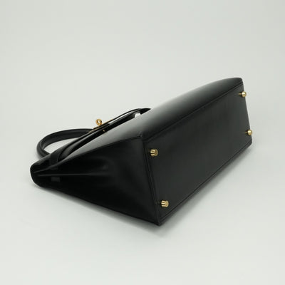 エルメス HERMES ケリー35 ケリー 35 バッグ トートバッグ ショルダーバッグ ボックスカーフ ノワール Noir ブラック Black 黒 ゴールド金具 ハンドバッグ 外縫い V字金具 2WAYバッグ