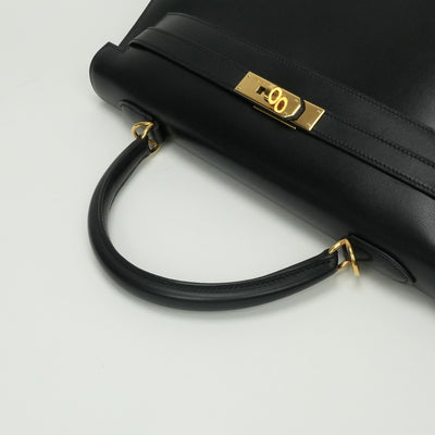 エルメス HERMES ケリー35 ケリー 35 バッグ トートバッグ ショルダーバッグ ボックスカーフ ノワール Noir ブラック Black 黒 ゴールド金具 ハンドバッグ 外縫い V字金具 2WAYバッグ