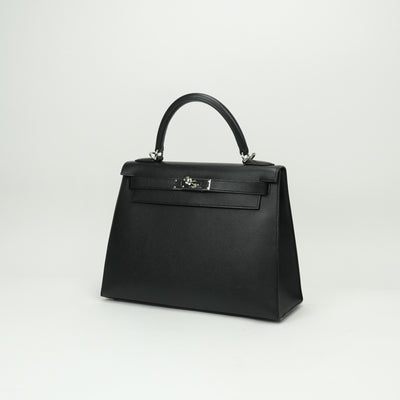 エルメス HERMES ケリー28 ケリー 28 バッグ トートバッグ ショルダーバッグ エプソン ノワール noir ブラック black 黒 シルバー金具 ケリー28　ヴォーエプソン　ブラック