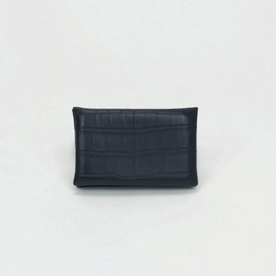 エルメス HERMES カルヴィ 財布 コインケース 小銭入れ アリゲーター クロコダイル ブルーマリン Bluemarine ネイビー Navy 紺 シルバー金具 名刺入れ