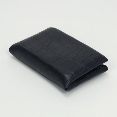 エルメス HERMES カルヴィ 財布 コインケース 小銭入れ アリゲーター クロコダイル ブルーマリン Bluemarine ネイビー Navy 紺 シルバー金具 名刺入れ