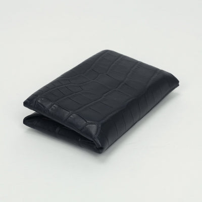 エルメス HERMES カルヴィ 財布 コインケース 小銭入れ アリゲーター クロコダイル ブルーマリン Bluemarine ネイビー Navy 紺 シルバー金具 名刺入れ