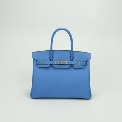 HERMES HERMES Birkin 30 Birkin 30 Bag Tote Bag Epson Blue Paradise Blue Paradise Blue Blue Silver Fittings Vaugh Epson