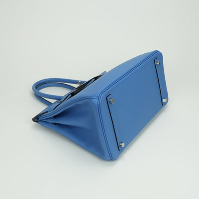 HERMES HERMES Birkin 30 Birkin 30 Bag Tote Bag Epson Blue Paradise Blue Paradise Blue Blue Silver Fittings Vaugh Epson
