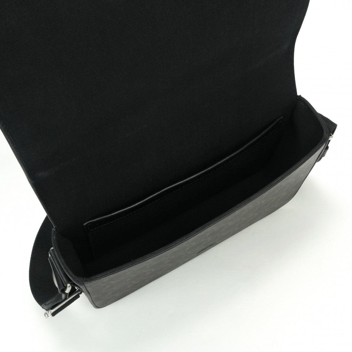 CELINE CELINE Flap Messenger Bag Shoulder Bag Triomphe Canvas Calfskin Black Silver Hardware CELINETriomphe Messenger Shoulder Bag