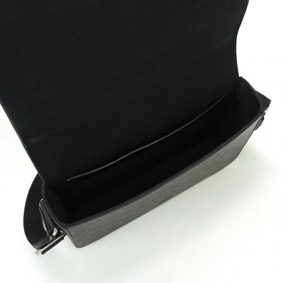 CELINE CELINE Flap Messenger Bag Shoulder Bag Triomphe Canvas Calfskin Black Silver Hardware CELINETriomphe Messenger Shoulder Bag