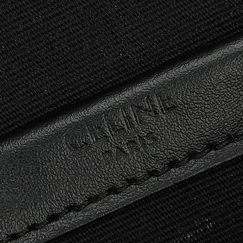 CELINE CELINE Flap Messenger Bag Shoulder Bag Triomphe Canvas Calfskin Black Silver Hardware CELINETriomphe Messenger Shoulder Bag