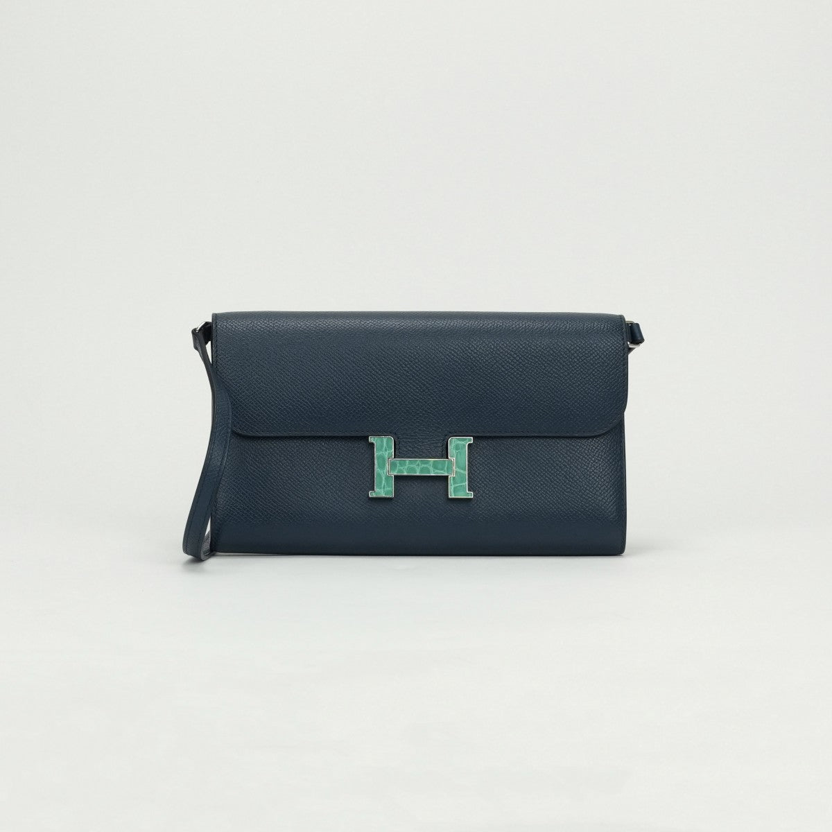 エルメス HERMES コンスタンスロングトゥーゴー コンスタンスロング トゥーゴー 財布 長財布 ロングウォレット エプソン アリゲーター クロコダイル ブルードプリュス bluedeprusse ヴェールジェイド Vertjade ネイビー グリーン 紺 緑 アリゲーター金具 シルバー金具 ヴォーエプソン