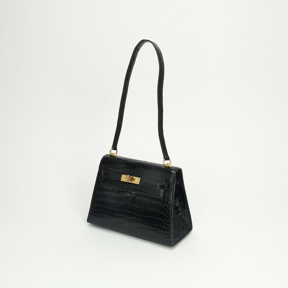 エルメス HERMES ケリー20 ミニケリー バッグ トートバッグ ショルダーバッグ ポロサス クロコダイル ノワール Noir ブラック Black 黒 ゴールド金具