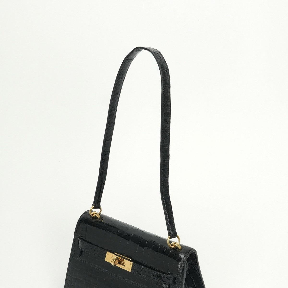 エルメス HERMES ケリー20 ミニケリー バッグ トートバッグ ショルダーバッグ ポロサス クロコダイル ノワール Noir ブラック Black 黒 ゴールド金具