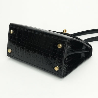 エルメス HERMES ケリー20 ミニケリー バッグ トートバッグ ショルダーバッグ ポロサス クロコダイル ノワール Noir ブラック Black 黒 ゴールド金具