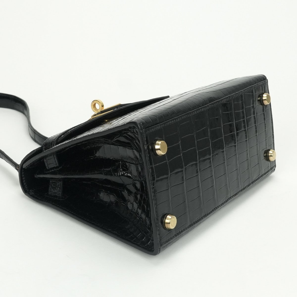 エルメス HERMES ケリー20 ミニケリー バッグ トートバッグ ショルダーバッグ ポロサス クロコダイル ノワール Noir ブラック Black 黒 ゴールド金具