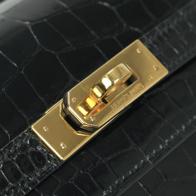 エルメス HERMES ケリー20 ミニケリー バッグ トートバッグ ショルダーバッグ ポロサス クロコダイル ノワール Noir ブラック Black 黒 ゴールド金具