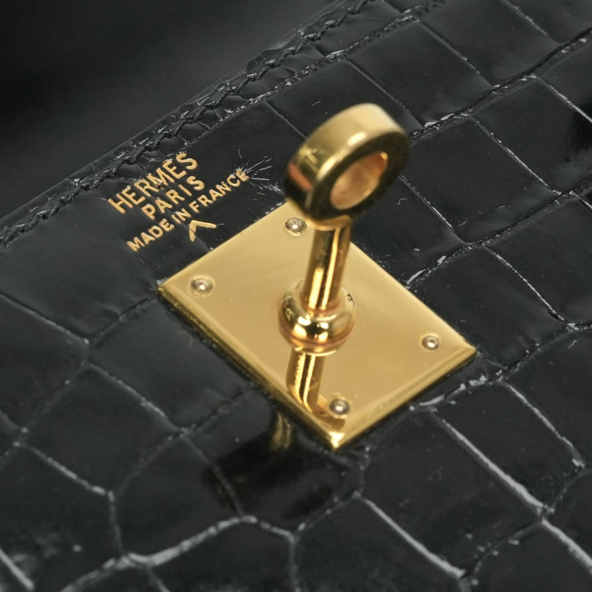 エルメス HERMES ケリー20 ミニケリー バッグ トートバッグ ショルダーバッグ ポロサス クロコダイル ノワール Noir ブラック Black 黒 ゴールド金具