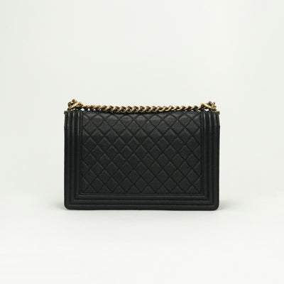 CHANEL CHANEL Boy chanel Bag Shoulder Bag Caviar Skin Black Gold Hardware Chain Shoulder Bag Double chain Coco mark
