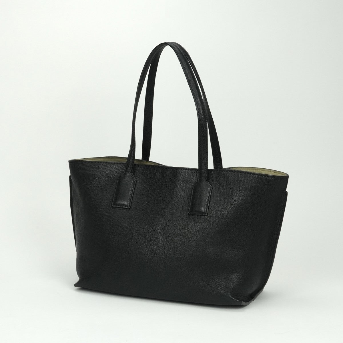 LOEWE Loewe t 구매자 가방 토트 백 가죽 검은 검은 색