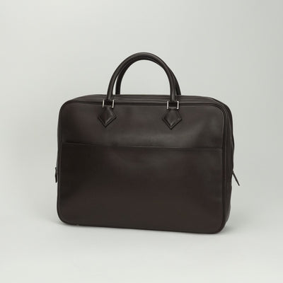 エルメス HERMES プリュムドッグ38 プリュムドッグ 38 バッグ ビジネスバッグ ブリーフケース ボックスカーフ ブラウン brown 茶 シルバー金具