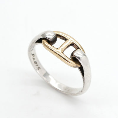 HERMES HERMES Chaine d'Ancre Ring 750/925 Silver Gold Anchene Chene