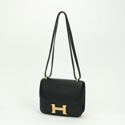 HERMES HERMES Constance 3 mini 18 Constance 3 Mini 18 Constance Mini Constance 18 Bag Shoulder Bag Swift Noir Noir Black Black Gold Hardware Vo Swift Shoulder Bag H Buckle
