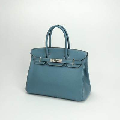 エルメス HERMES バーキン30 バーキン 30 バッグ トートバッグ エプソン ブルージーン bluejean ブルー Blue 青 シルバー金具 ヴォーエプソン