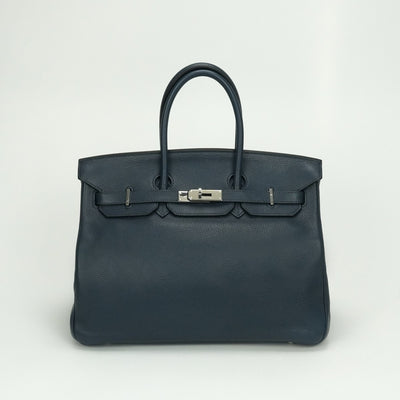 エルメス HERMES バーキン35 バーキン 35 バッグ トートバッグ トリヨンクレマンス ブルー Blue ネイビー Navy 青 シルバー金具