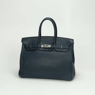 エルメス HERMES バーキン35 バーキン 35 バッグ トートバッグ トリヨンクレマンス ブルー Blue ネイビー Navy 青 シルバー金具
