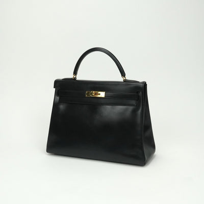エルメス HERMES ケリー32 ケリー 32 バッグ トートバッグ ボックスカーフ ノワール noir ブラック Black 黒 ゴールド金具