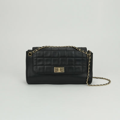 シャネル CHANEL チョコバー 2.55 バッグ ショルダーバッグ ラムスキン ブラック 黒 ゴールド金具 チェーンショルダーバッグ
