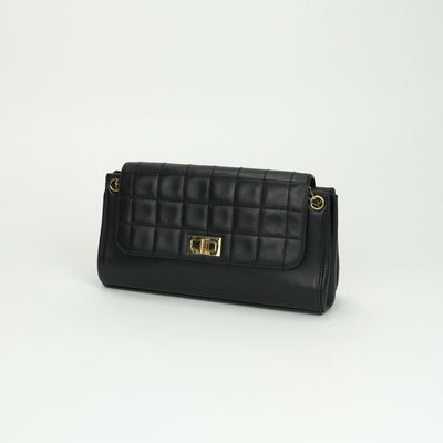 シャネル CHANEL チョコバー 2.55 バッグ ショルダーバッグ ラムスキン ブラック 黒 ゴールド金具 チェーンショルダーバッグ