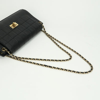 シャネル CHANEL チョコバー 2.55 バッグ ショルダーバッグ ラムスキン ブラック 黒 ゴールド金具 チェーンショルダーバッグ