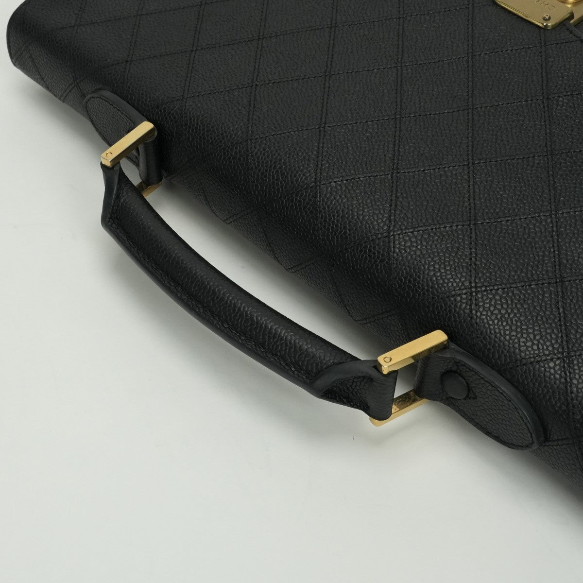 シャネル CHANEL ビコローレ バッグ ビジネスバッグ ブリーフケース キャビアスキン ブラック Black 黒 ゴールド金具 ハンドバッグ