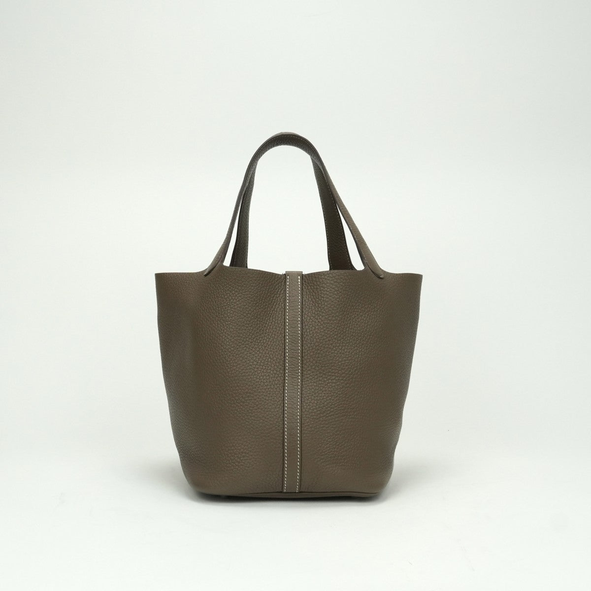 HERMES 爱马仕 Picotin lock MM Picotin lock MM Picotin lock 22 袋手提袋Torillon Clemence etoupe灰色银硬件