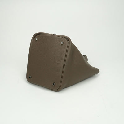 HERMES 爱马仕 Picotin lock MM Picotin lock MM Picotin lock 22 袋手提袋Torillon Clemence etoupe灰色银硬件