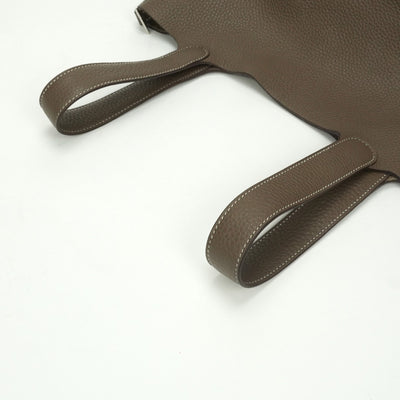 HERMES 爱马仕 Picotin lock MM Picotin lock MM Picotin lock 22 袋手提袋Torillon Clemence etoupe灰色银硬件