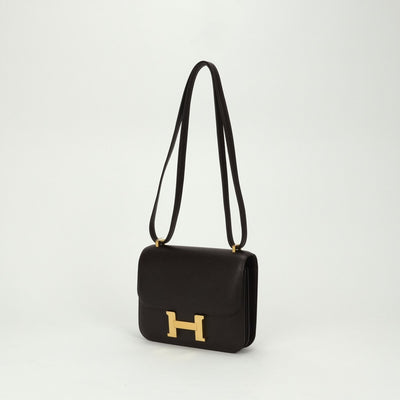 HERMES 헤르메스 Constance 3 mini 18 Constance 3 Mini 18 백 숄더백 Evercalf 카페 브라운 브라운 브라운 골드 하드웨어 Evercalf
