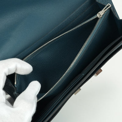 エルメス HERMES コンスタンスロング コンスタンス ロング 財布 長財布 ロングウォレット アリゲーター クロコダイル コルヴェール ブルー blue 青 シルバー金具 エキゾチック
