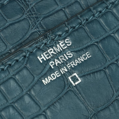 エルメス HERMES コンスタンスロング コンスタンス ロング 財布 長財布 ロングウォレット アリゲーター クロコダイル コルヴェール ブルー blue 青 シルバー金具 エキゾチック