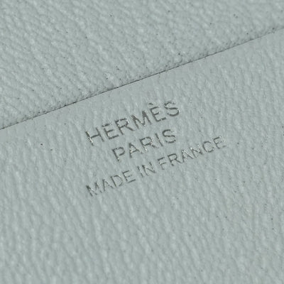 エルメス HERMES ベアンコンビネ ベアン コンビネ 財布 三つ折り財布 ミニ財布 ミニウォレット シェブルミゾル ブループリュム Bleu Plume ブルー blue 青 水色 シルバー金具 シェーブル