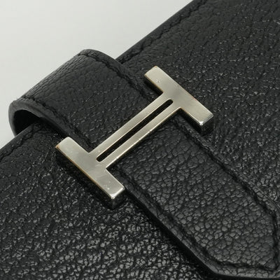 エルメス HERMES ベアンコンパクト ベアン コンパクト 財布 二つ折り財布 ミニ財布 ミニウォレット シェブルミゾル ノワール Noir ブラック Black 黒 シルバー金具