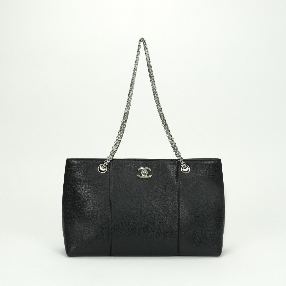 シャネル CHANEL ココマーク ターンロック バッグ トートバッグ ショルダーバッグ キャビアスキン ブラック black 黒 シルバー金具 チェーンショルダーバッグ