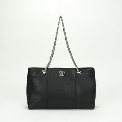 シャネル CHANEL ココマーク ターンロック バッグ トートバッグ ショルダーバッグ キャビアスキン ブラック black 黒 シルバー金具 チェーンショルダーバッグ