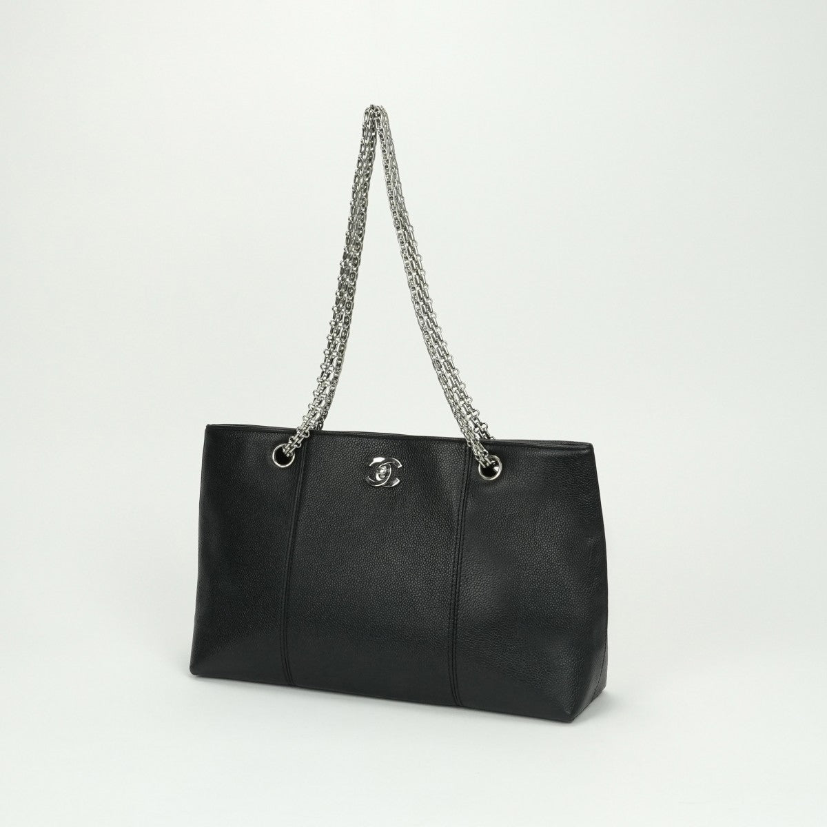 シャネル CHANEL ココマーク ターンロック バッグ トートバッグ ショルダーバッグ キャビアスキン ブラック black 黒 シルバー金具 チェーンショルダーバッグ