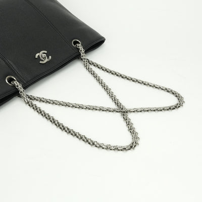 シャネル CHANEL ココマーク ターンロック バッグ トートバッグ ショルダーバッグ キャビアスキン ブラック black 黒 シルバー金具 チェーンショルダーバッグ