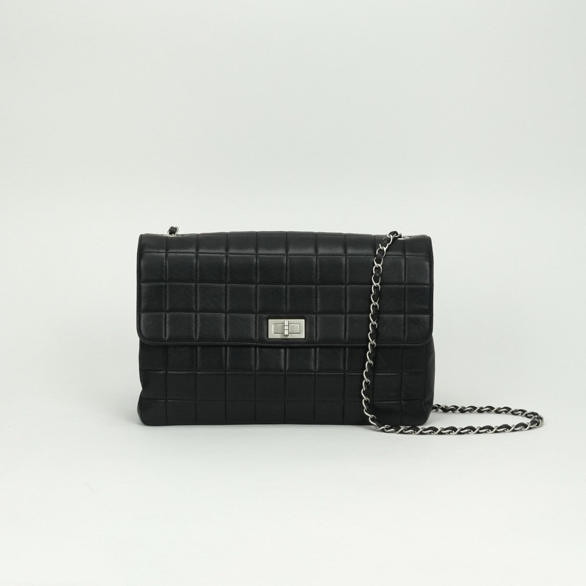 シャネル CHANEL チョコバー 2.55 バッグ ショルダーバッグ ラムスキン ブラック Black 黒 シルバー金具 シングルフラップ シングルチェーン 2.55
